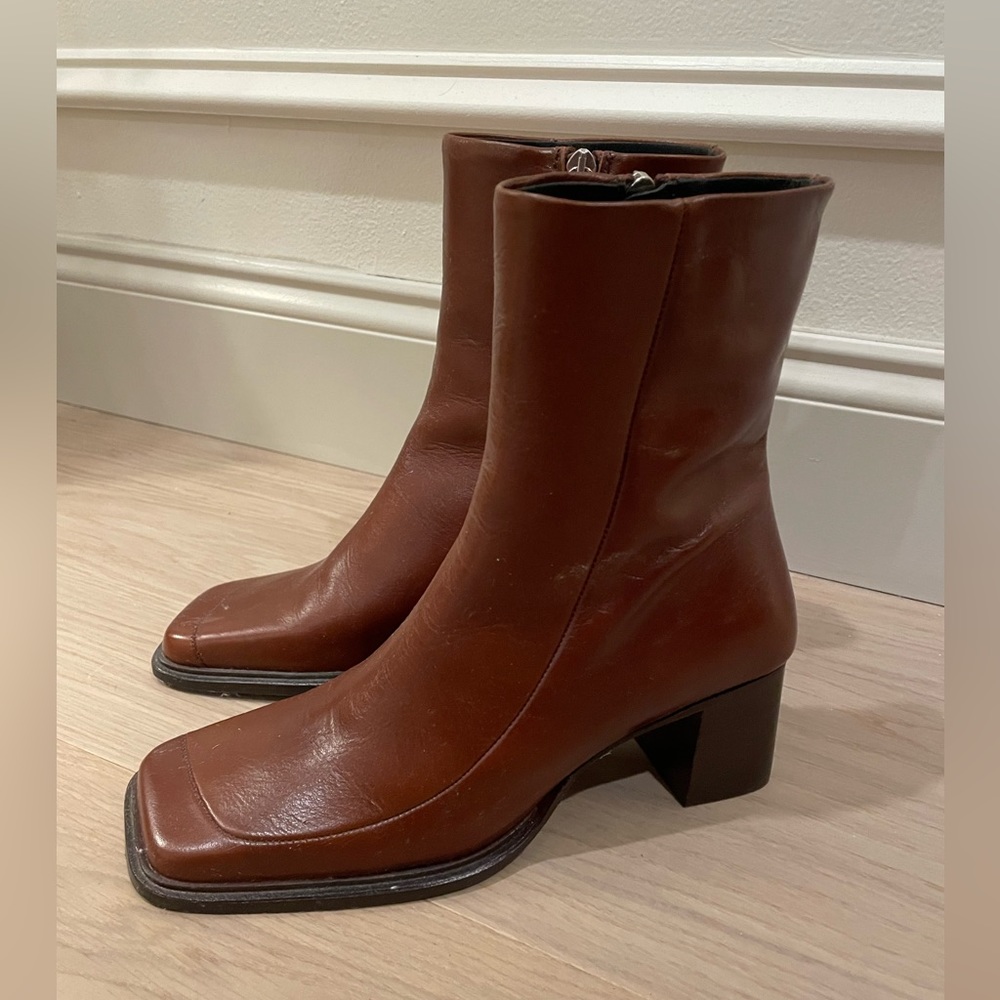 Asos Women’s Leather Boots Made in Spain Square Toe Sz 6 UK - Picture 3 of 5